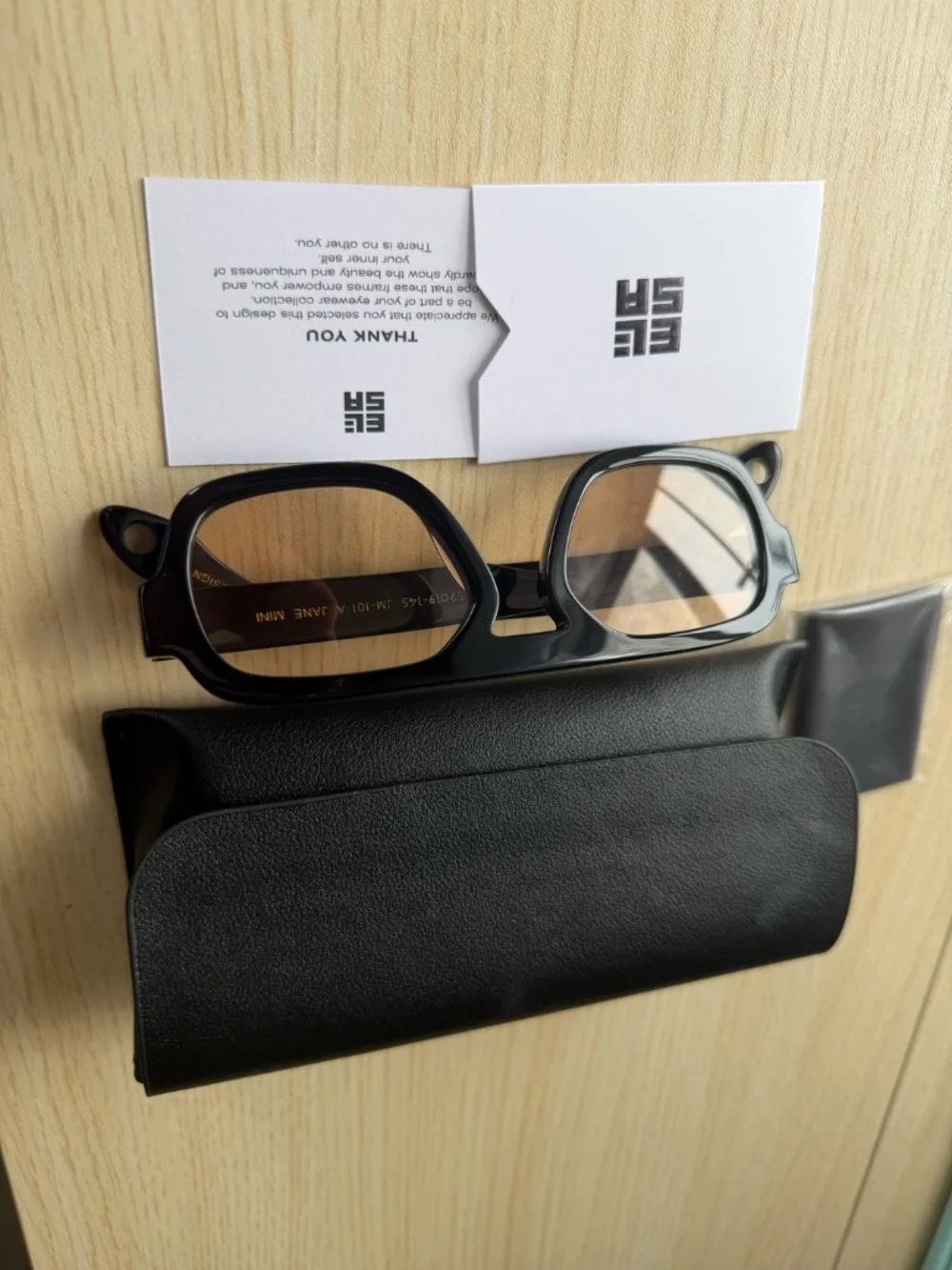 Elisa Johnson Jane Mini in Gloss Black Lens Sunglasses w/ Case